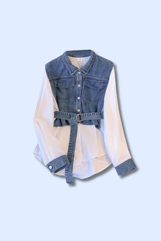 Renée Belted denim Jacket Blouse