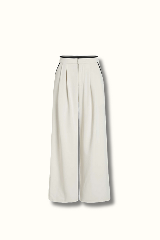 Pallid onyx pleated wide leg trousers