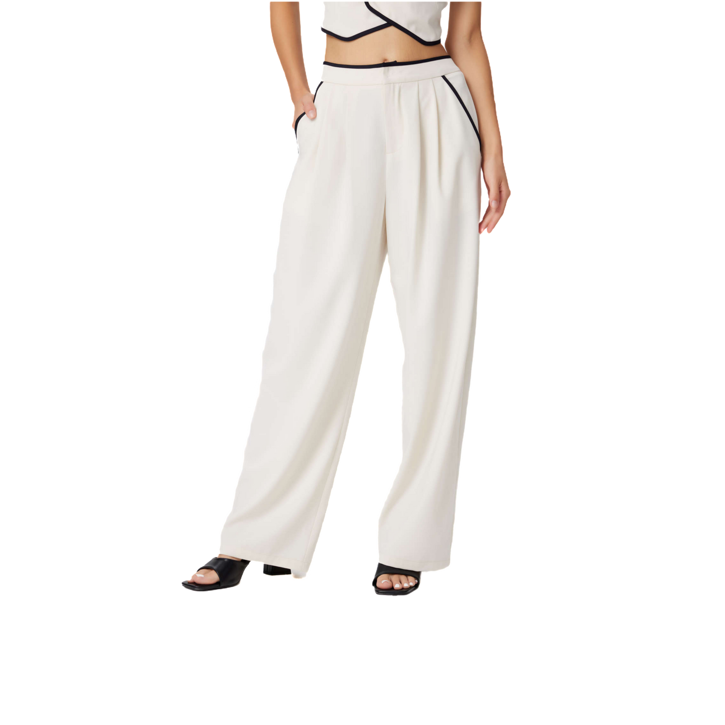 Pallid onyx pleated wide leg trousers