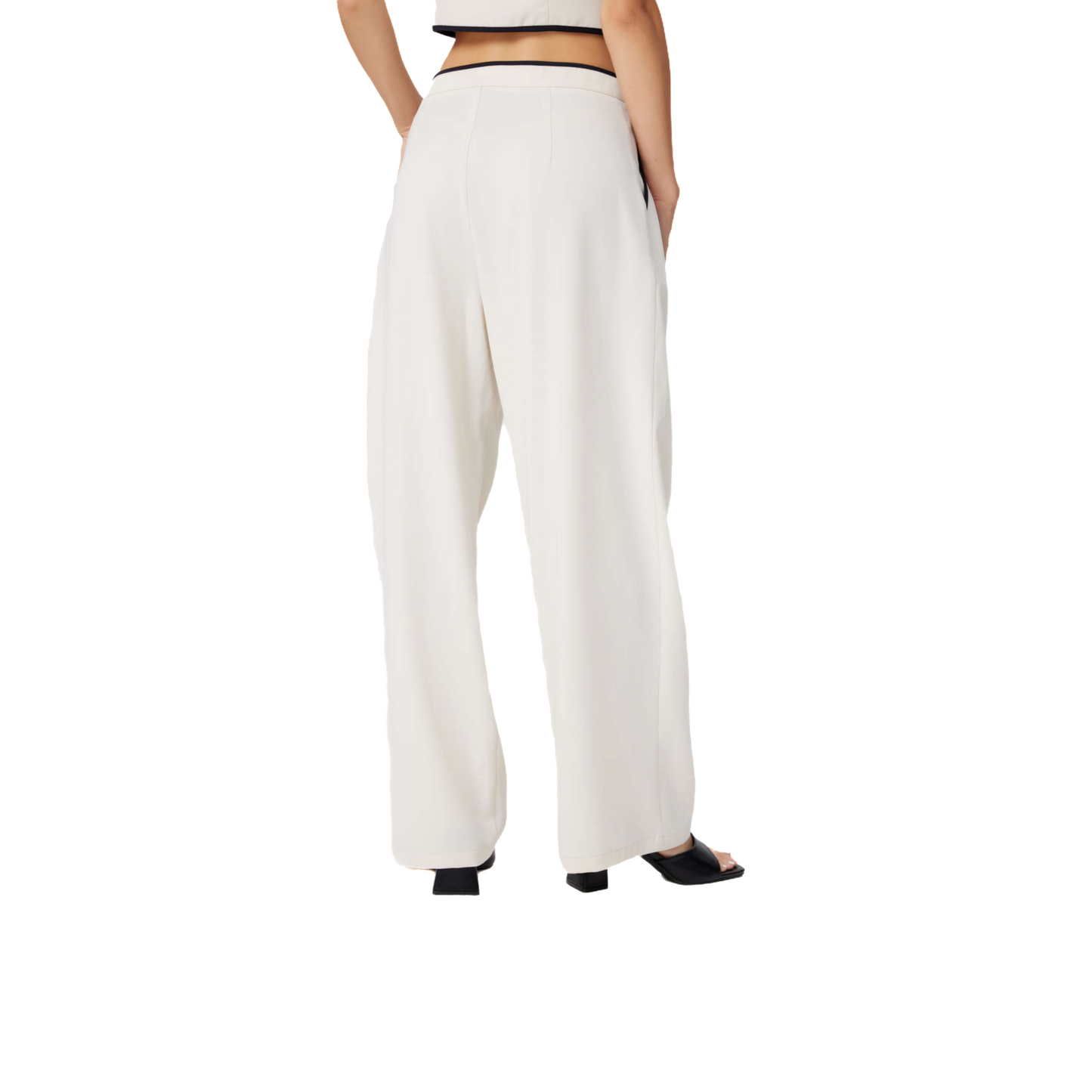 Pallid onyx pleated wide leg trousers